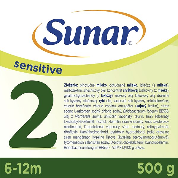 Dojčenské mlieko Sunar Sensitive 2 pokračovacie dojčenské mlieko, 6× 500 g ...