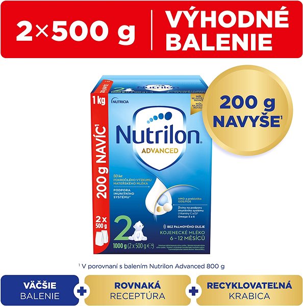 Dojčenské mlieko Nutrilon 2 Advanced 1 kg, 6+, MIN. TRVANLIVOSŤ DO 3.4.2024 ...
