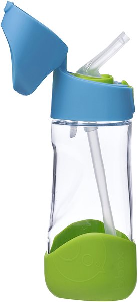 Detská fľaša na pitie B.Box Fľaša na nápoj so slamkou 450 ml – modrá/zelená ...