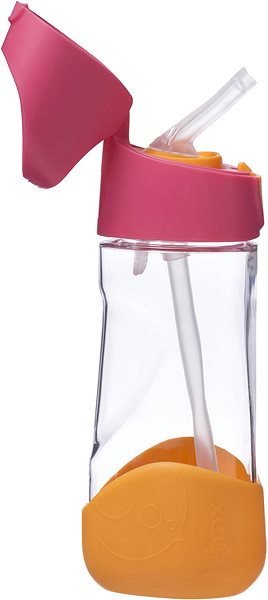Detská fľaša na pitie B.Box Fľaša na nápoj so slamkou 450 ml – ružová/oranžová ...