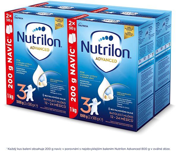 Dojčenské mlieko Nutrilon 3 Advanced dojčenské mlieko 4× 1 kg, 12+ ...