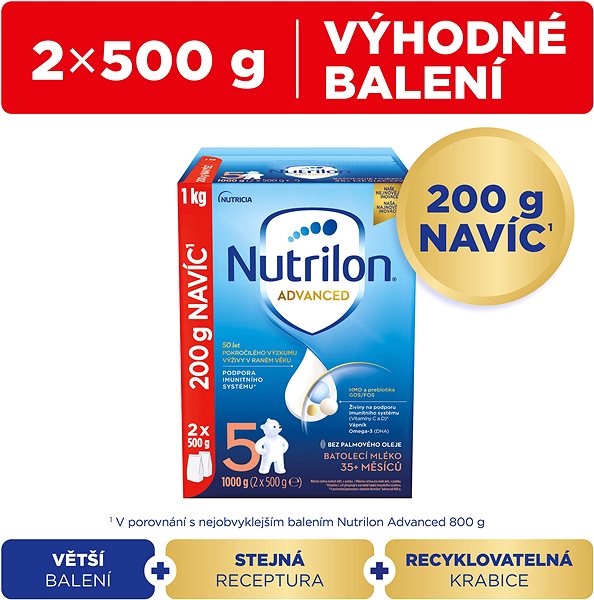Dojčenské mlieko Nutrilon 5 Advanced batoľacie mlieko 1 kg, 35+ ...