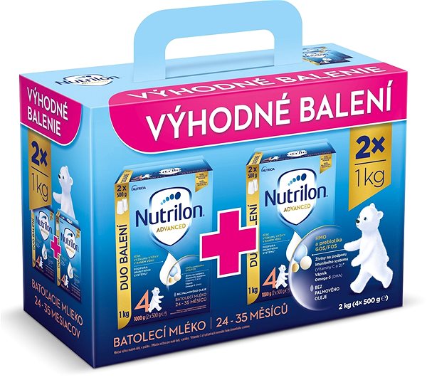 Dojčenské mlieko Nutrilon 4 Advanced batoľacie mlieko 2× 1 kg, 24+ Obsah balenia