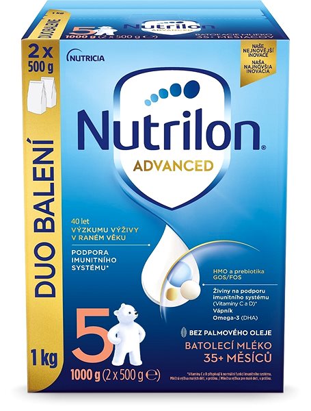 Dojčenské mlieko Nutrilon 5 Advanced batoľacie mlieko 2× 1 kg, 35+ Screen