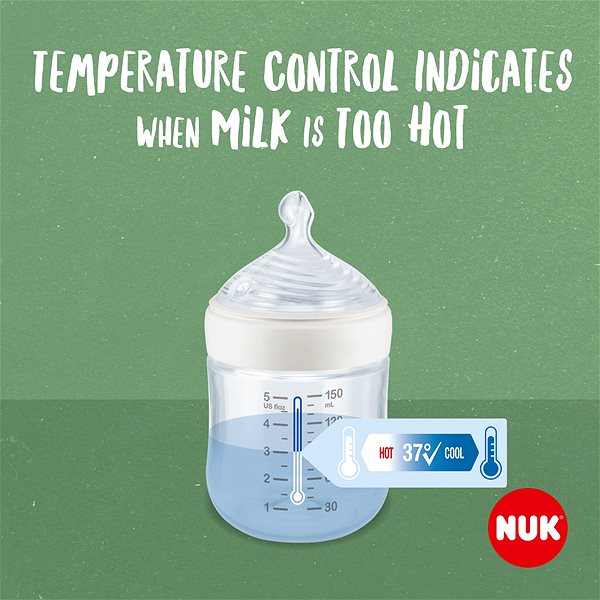 Cumisüveg NUK For Nature cumisüveg hőmérséklet-szabályozóval, 150 ml, zöld ...