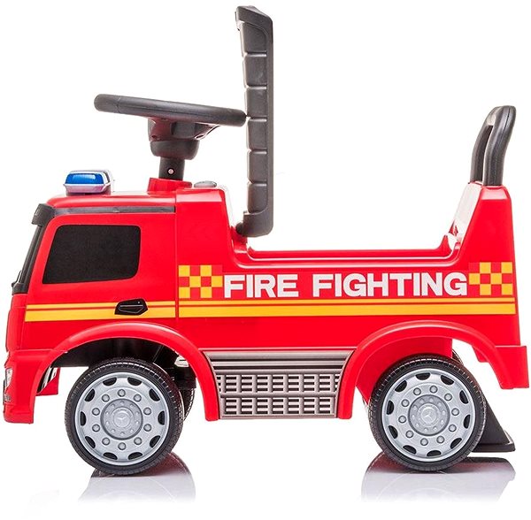Odrážadlo BABY MIX detské odrážadlo so zvukom Mercedes hasiči červené Bočný pohľad