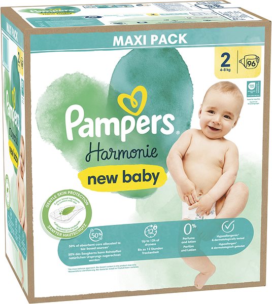 Eldobható pelenka Pampers Harmonie Baby, 2 (96 db) ...