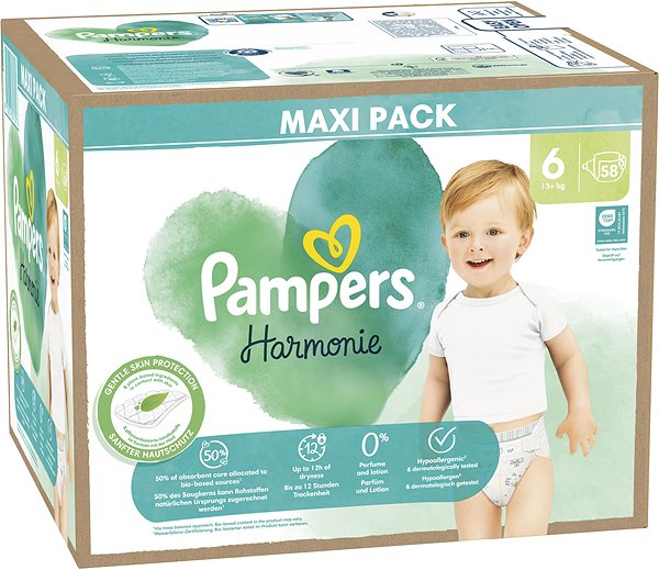 Jednorazové plienky PAMPERS Harmonie Baby veľkosť 6 (58 ks) ...