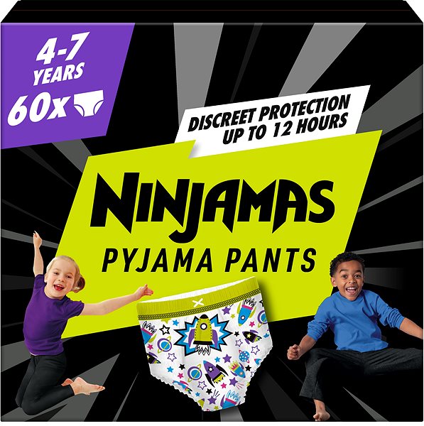 Plienkové nohavičky PAMPERS Ninjamas Pyjama Pants Kozmické lode 4 – 7 rokov (60 ks) ...