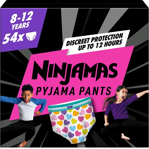 Plienkové nohavičky PAMPERS Ninjamas Pyjama Pants Srdiečka 8 – 12 rokov (54 ks) ...