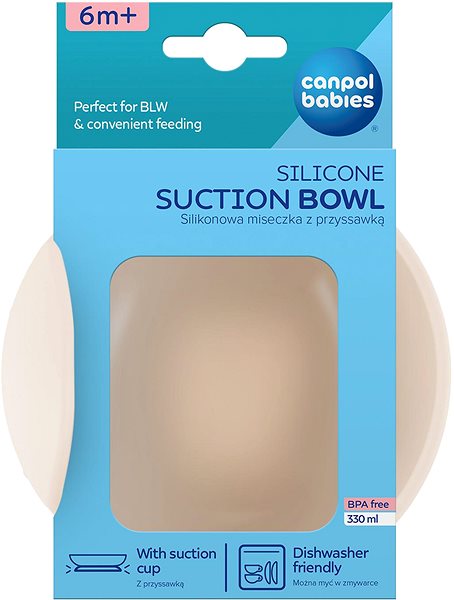 Gyerektányér Canpol babies szilikon, tapadókorongos tányér - 330ml, krémszínű ...