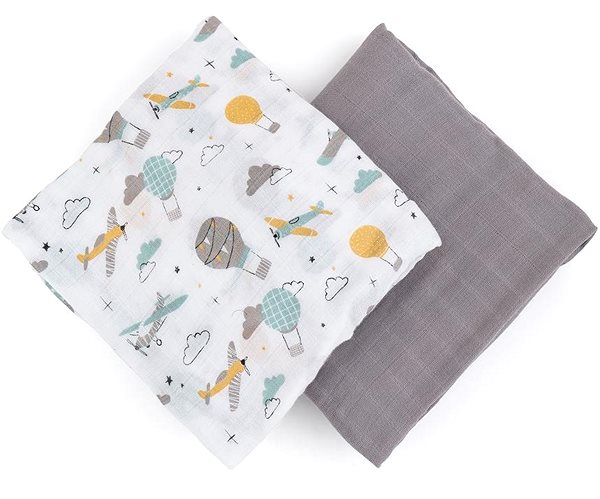 Prikrývka PETITE&MARS Misty Grey Planes 2 v 1 120 × 120 cm, 2 ks ...