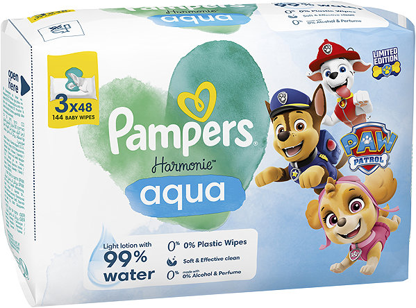 Popsitörlő PAMPERS Harmony Aqua Baby 3×48 darab ...