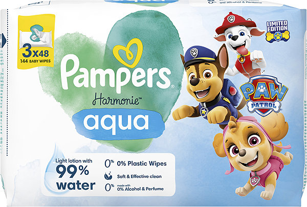 Popsitörlő PAMPERS Harmony Aqua Baby 3×48 darab ...