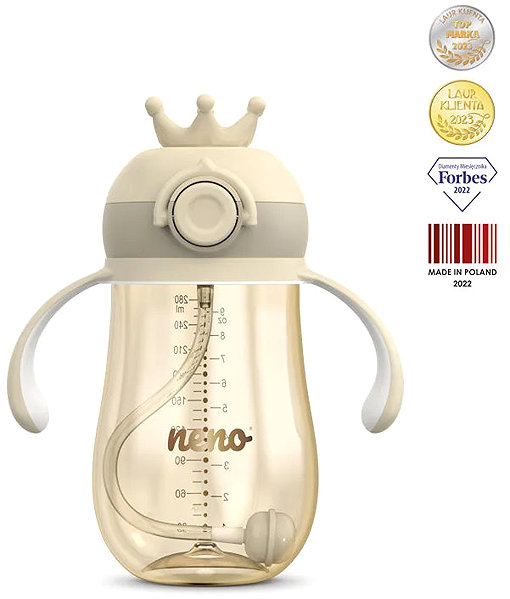 Detský hrnček NENO Hrnček so slamkou 280 ml hnedý ...