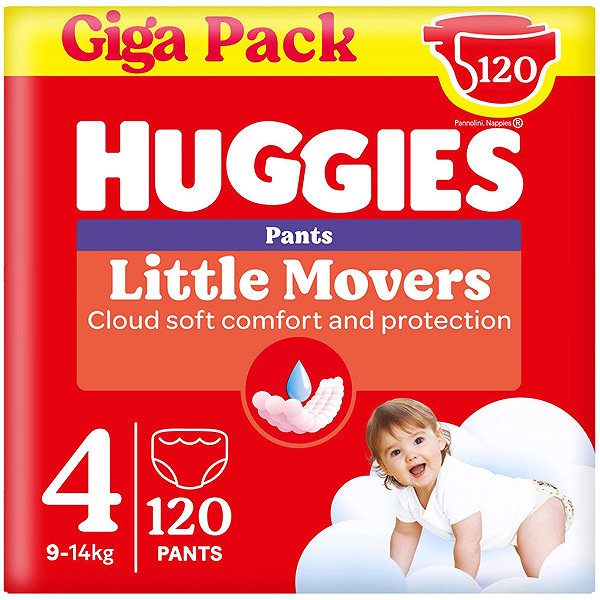 Bugyipelenka HUGGIES Little Movers, 4-es méret (120 darab) ...
