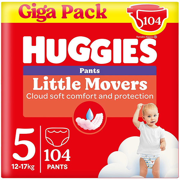 Bugyipelenka HUGGIES Little Movers, 5-ös méret (104 darab) ...