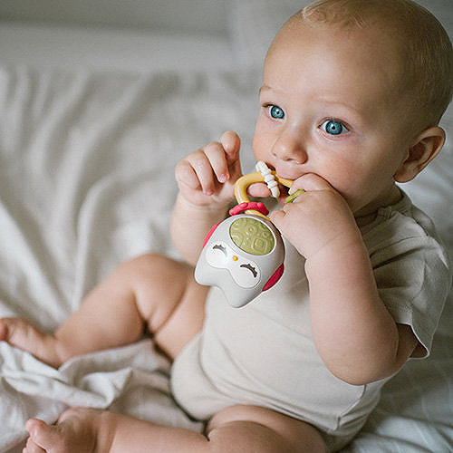 Csörgő BabyOno rágóka csörgővel Owl 3 m+ ...