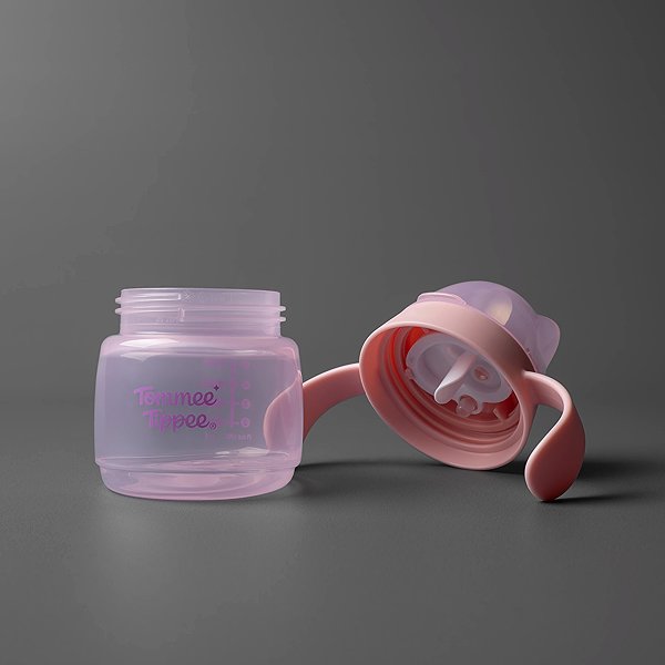 Tanulópohár Tommee Tippee Transition csöpögésmentes pohár ivócsőrrel, 150ml, 4hó+, rózsaszín ...