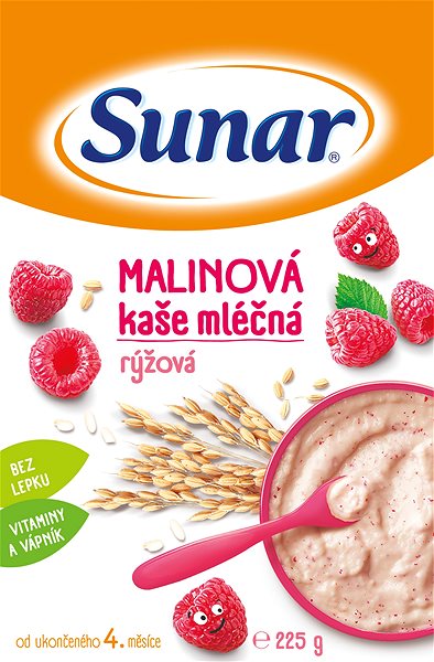 Mléčná kaše Sunar malinová kaše mléčná rýžová 225 g ...