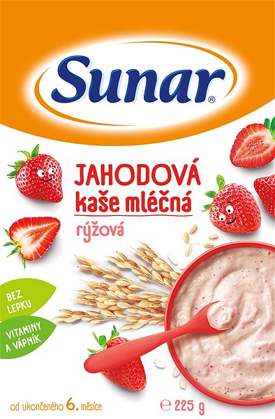 Mléčná kaše Sunar mléčná kaše jahodová rýžová 225 g ...