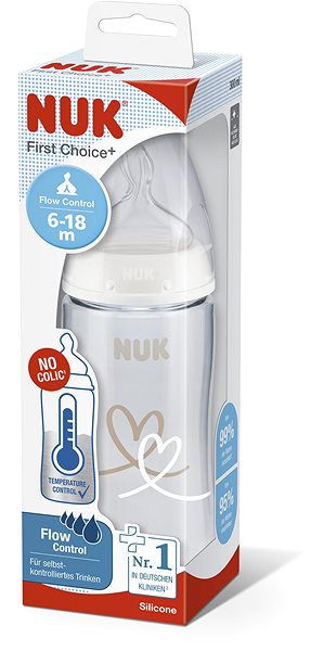 Dojčenská fľaša NUK FC+ fľaša s kontrolou teploty 300 ml, biela ...