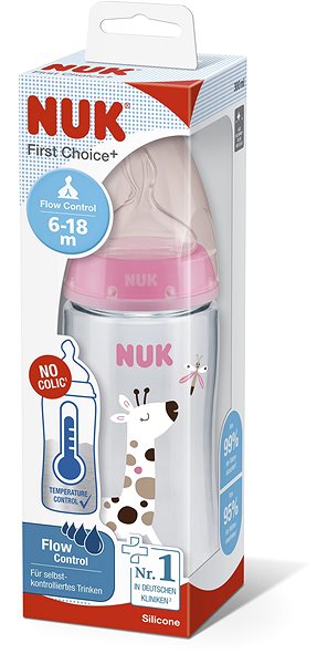 Dojčenská fľaša NUK FC+ fľaša s kontrolou teploty 300 ml, ružová ...