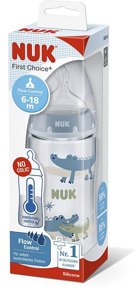Cumisüveg NUK FC+ cumisüveg hőmérséklet-ellenőrzővel 300 ml, kék ...