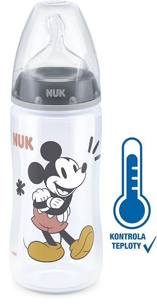 Dojčenská fľaša NUK FC+ fľaša Mickey s kontrolou teploty 300 ml, sivá ...