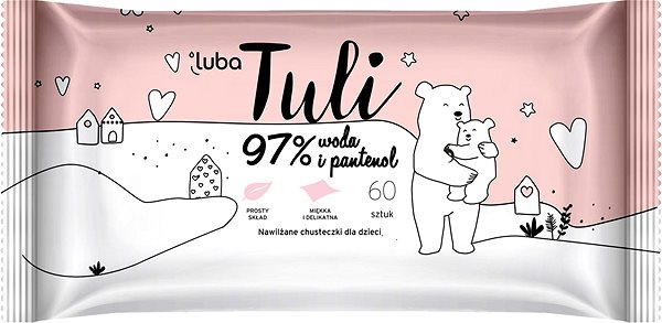 Baby Wet Wipes Luba Tuli 97% water with panthenol 480 pcs (8×60 pcs) .