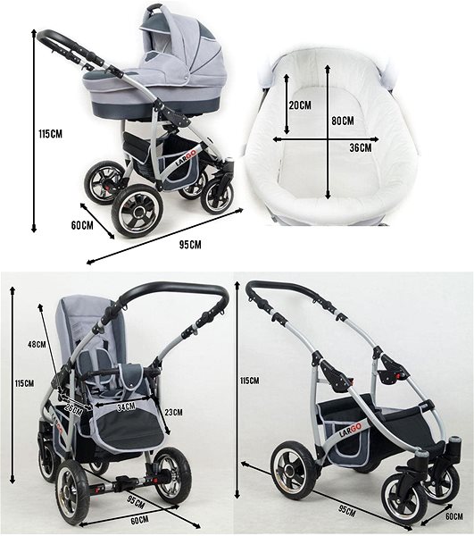 Baby Buggy RAF-POL 3-in-1 Largo 9 Turquoise Technical draft