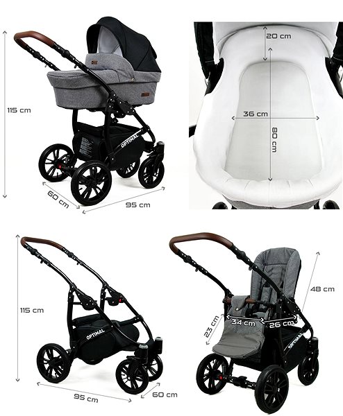 Baby Buggy RAF-POL 2-in-1 Optimal Light Pink Technical draft