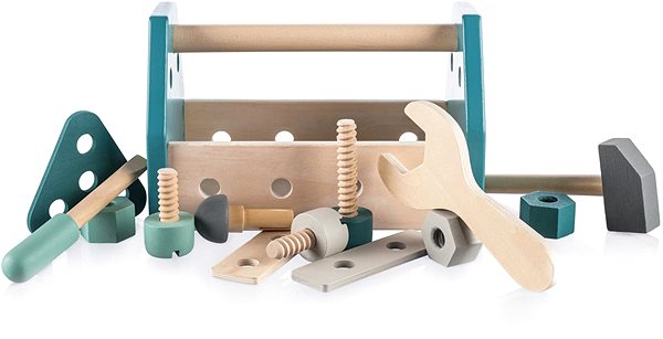 Kinderwerkzeug ZOPA Werkzeugset aus Holz in Box blau ...
