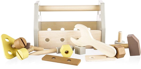 Kinderwerkzeug ZOPA Werkzeugset aus Holz in Box braun ...