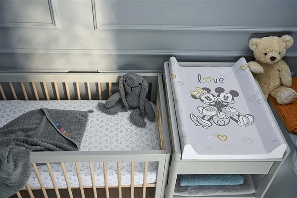 Prebaľovacia podložka CEBA BABY prebaľovacia podložka s pevnou doskou Comfort 50 × 70 cm, Disney Minnie & Mickey Grey ...