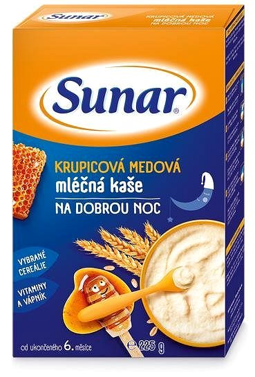 Mléčná kaše Sunar medová krupicová kaše mléčná na dobrou noc 6× 225 g ...