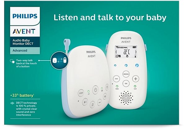 Bébiőr Philips AVENT Baby DECT monitor SCD711 Jellemzők/technológia