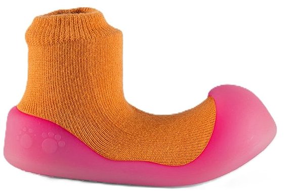 Chameleon sock booties Coral size 115 .