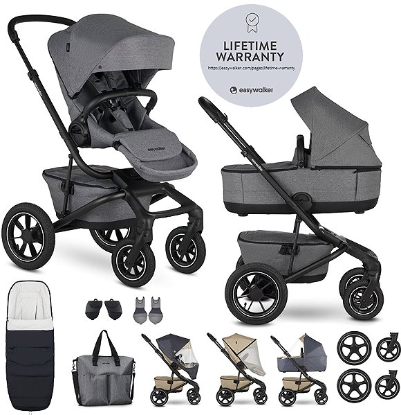 Baby Buggy EASYWALKER Combination pushchair Jimmey Iris Grey XXL AIR + RWS ...