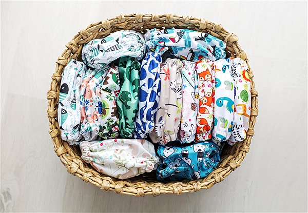 Diaper Panties All in One Fabric Diaper coloured Velcro Whale .