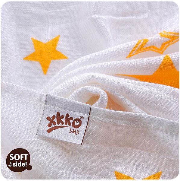 Látkové plienky KIKKO Bambusové plienky 70 × 70 – Orange Stars Mix 3 ks ...