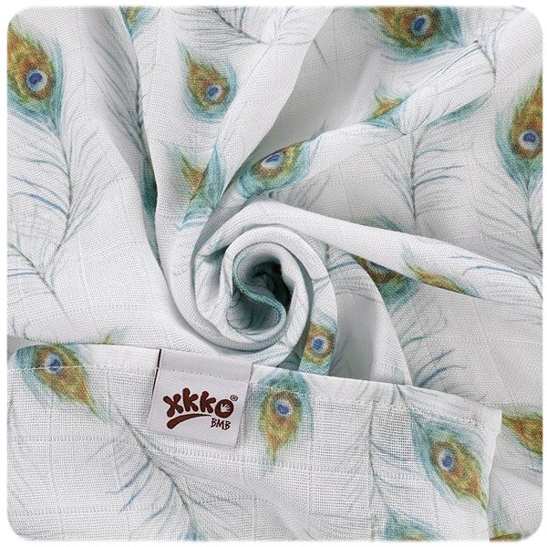 Mosható pelenka XKKO bambusz pelenkák 70×70 Digi - Peacock Feathers Mix, 3 db ...