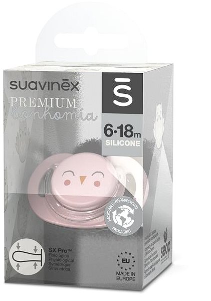 Cumi Suavinex Bonhomia SX Pro, fiziológiai, 6-18 hónapos kor között, bagoly, rózsaszínű ...