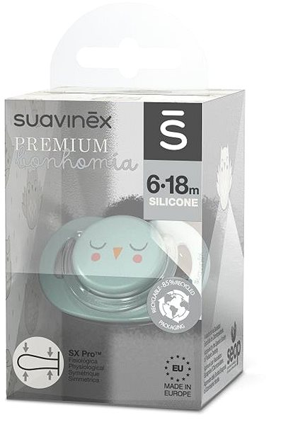 Cumi Suavinex Bonhomia SX Pro, fiziológiai, 6-18 hónapos kor között, bagoly, zöld ...