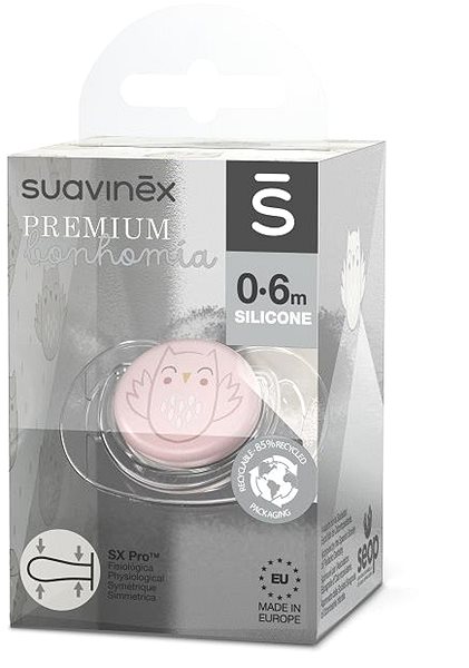 Cumi Suavinex Bonhomia SX Pro, fiziológiai, 0-6 hónapos kor között, bagoly, rózsaszínű ...