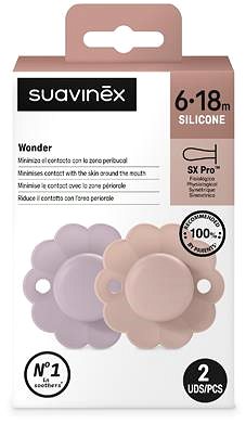 Cumlík Suavinex Wonder sx na fyziologický 6 – 18 m 2 ks Mist Lavender + Pale Mauve ...