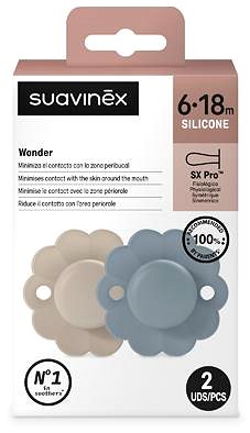 Cumi Suavinex Wonder SX Pro, fiziológiai, 6-18 hónapos kör között, 2 db, Gray Clouds + Spring Lake ...