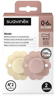 Cumi Suavinex Wonder SX Pro, fiziológiai, 0-6 hónapos kor között, 2 db, Whitecap Gray + Pale Mauve ...