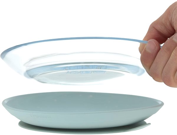 Detská jedálenská súprava Lässig Dish Set Glass/Silicone blue ...