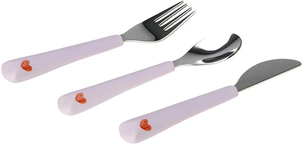 Gyerek evőeszköz Lässig Cutlery with Silicone Handle Happy Rascals Heart lavender 3 ks ...